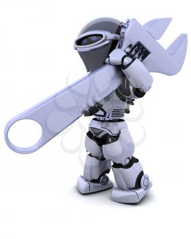 3D render of robot with a wrench