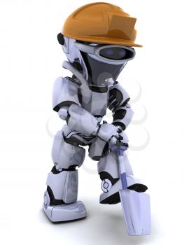 3D render of a construction robot with spade