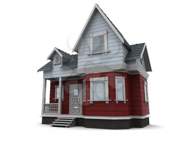 3D render of a traditional timber house