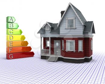 3D render of a Classic Timber House with Energy ratings