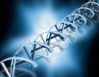 3D render of DNA strands on abstract background