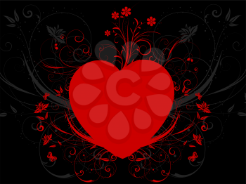 Decorative heart background with floral elements