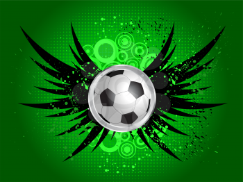 Football on a grunge style background with wings