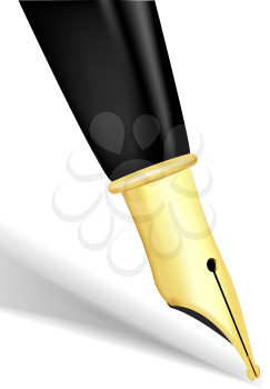 Close up of a gold nib of a fountain pen