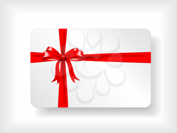 Christmas gift card design with red ribbon
