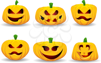 A collection of spooky Halloween pumpkins