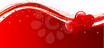 Decorative Valentines background with two hearts