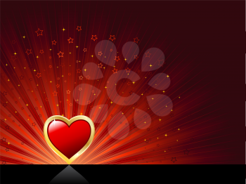 Valentines background with heart on starry background