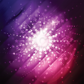 Abstract star burst background in shades of red and purple