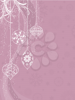 Christmas baubles on a decorative starry background