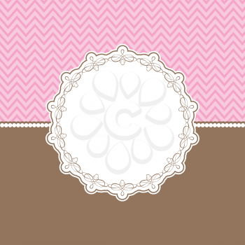 Cute background with decorative border in pink and brown
