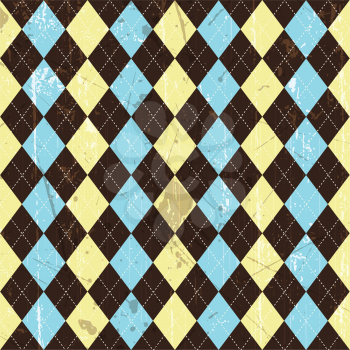 Seamless tiled background of a grunge argyle style pattern