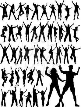 Huge collection of silhouettes of people dancing