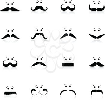 Collection of different funny moustache faces