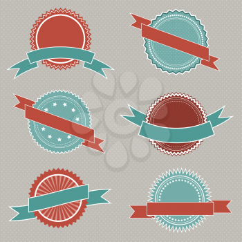 Collection of retro styled badges with ribbons