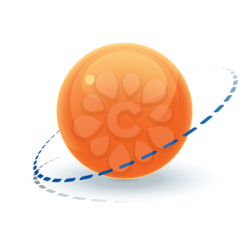 Royalty Free Clipart Image of a Round Sphere With a Dotted Circle Around It