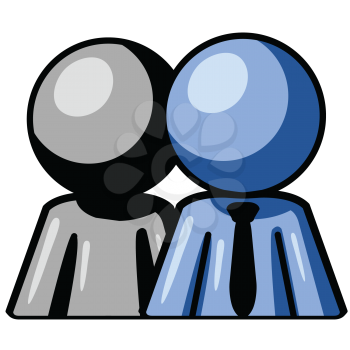 Royalty Free Clipart Image of Two Blue People