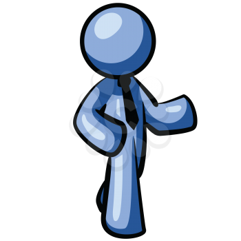 Royalty Free Clipart Image of a Blue Man Wearing a Tie