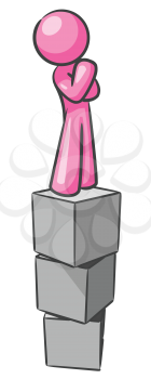 Royalty Free Clipart Image of a Person on Blocks Thinking