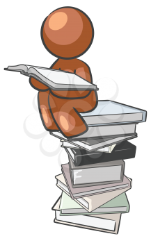 Royalty Free Clipart Image of a Person Sitting on a Stack of Books