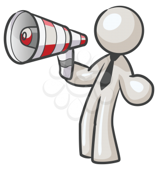 Royalty Free Clipart Image of a Guy With a Megaphone