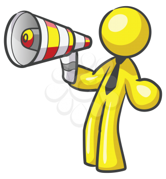 Royalty Free Clipart Image of a Guy With a Megaphone