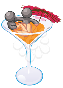 Royalty Free Clipart Image of a Couple in a Martini Glass