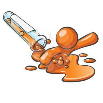 An orange man emerging from orange liquid spilling out of a test tube. Now you know how orange men are made. 