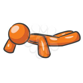 Orange Man working out and doing sit-ups. 