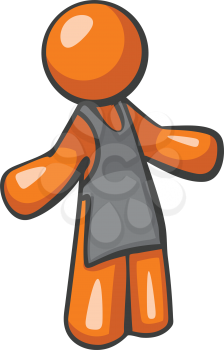 Royalty Free Clipart Image of a Man Wearing an Apron