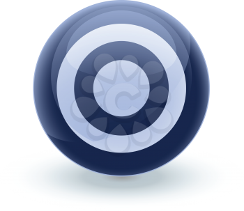 A glossy blue icon target symbol with a soft shadow below it.