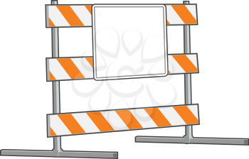 A roadblock with a sign on it with blank area for your own text or design.
