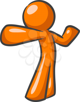 Orange Man standing up and punching the air, in a dynamic, heroic pose.