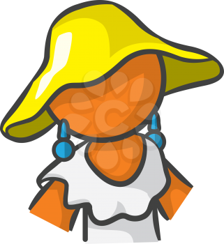 Orange person lady with cute hat