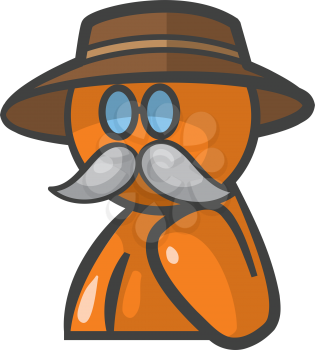 Orange person Dr Livingstone avatar with glasses, mustache, and hat.