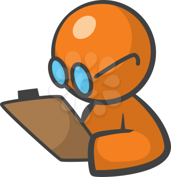 Orange person supervisor with clipboard