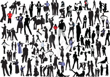 Royalty Free Clipart Image of 100 People in Silhouette