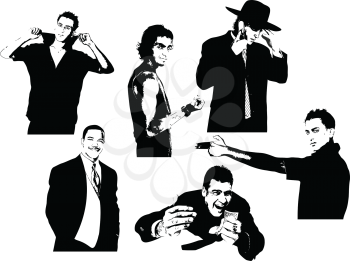 Royalty Free Clipart Image of Six Men