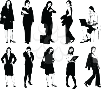 Royalty Free Clipart Image of a Group of 10 Office Women