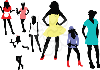 Royalty Free Clipart Image of Women Posing