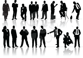 Royalty Free Clipart Image of Office People in Silhouette