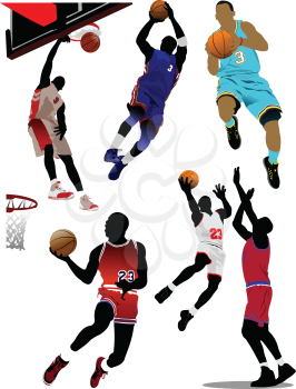 Royalty Free Clipart Image of Basketball Players