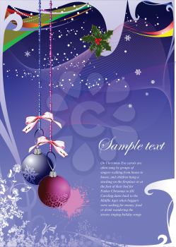 Royalty Free Clipart Image of a Christmas Background With Ornaments