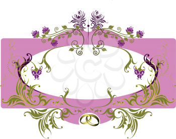 Royalty Free Clipart Image of an Ornate Oval Frame on Pink