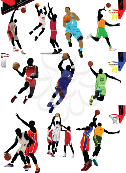 Fifteen Basketball players. Vector illustration