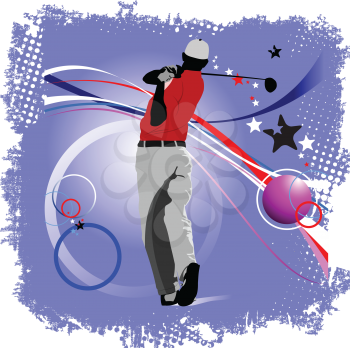 Poster with Golf players. Vector illustration 