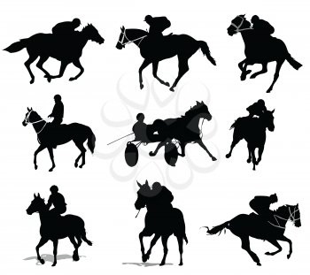 Horse riders silhouettes. Vector illustration