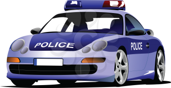 Police car. Municipal transport. Colored vector illustration.