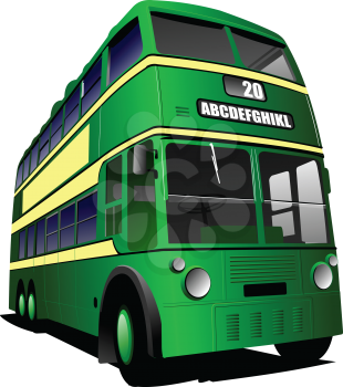 Eps 10 Vintage green bus illustration, isolated on white. Vector