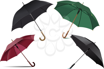 Four types of opened rain umbrella. Vector illustration